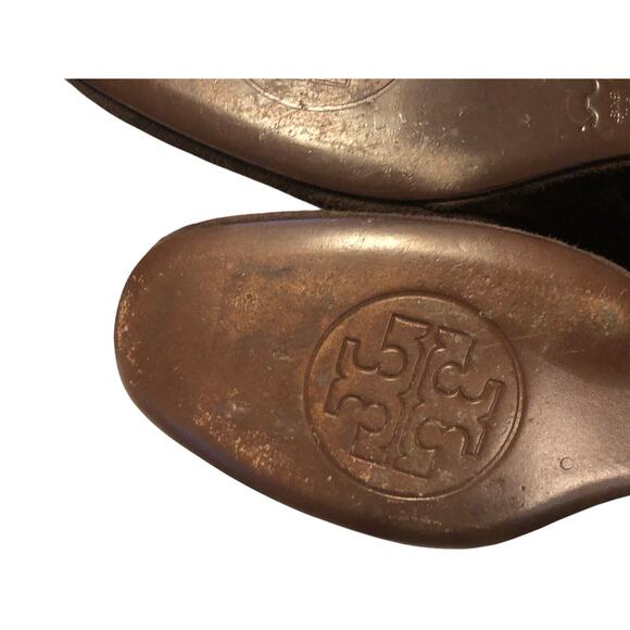 Tory Burch size 6 1/2M Brown Suede Wedge Heel Long Boots - Picture 9 of 11